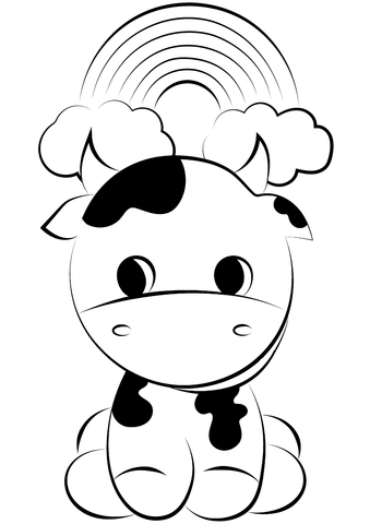 Cute Baby Cow Coloring Page